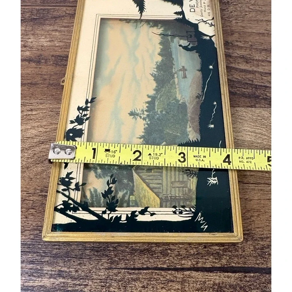 Vtg Advertising Thermometer Reverse Painted Scene De Von's Jewelry California